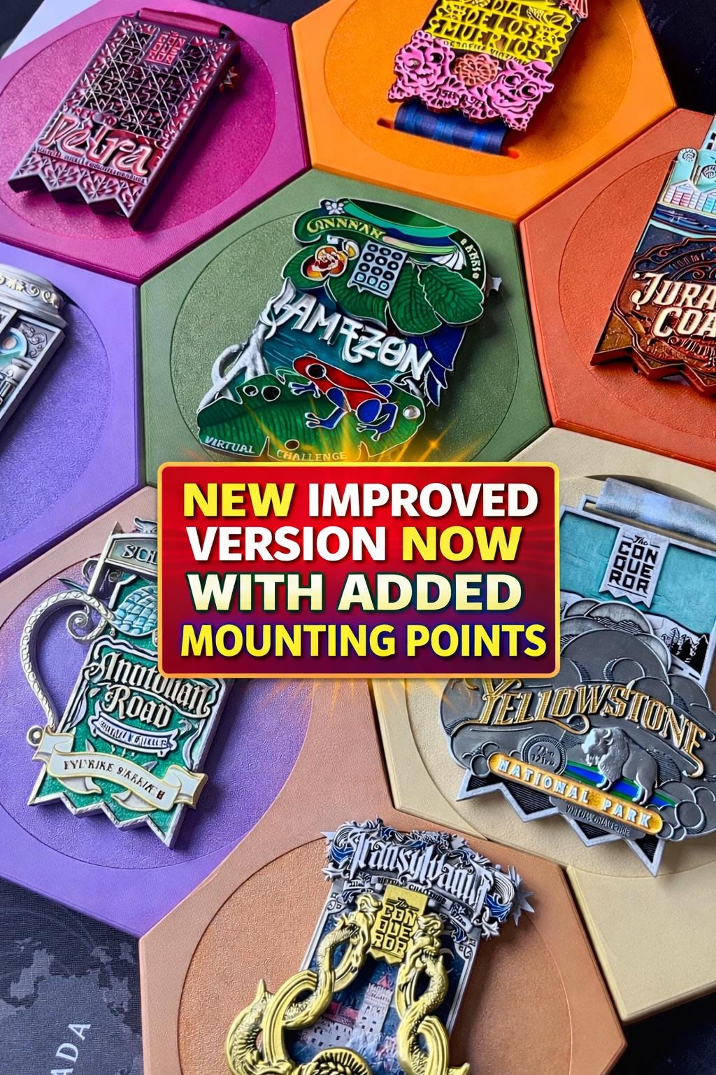 Honeycomb Medal Holder | Large | 36+ Colours | Made in The UK | Worldwide Shipping